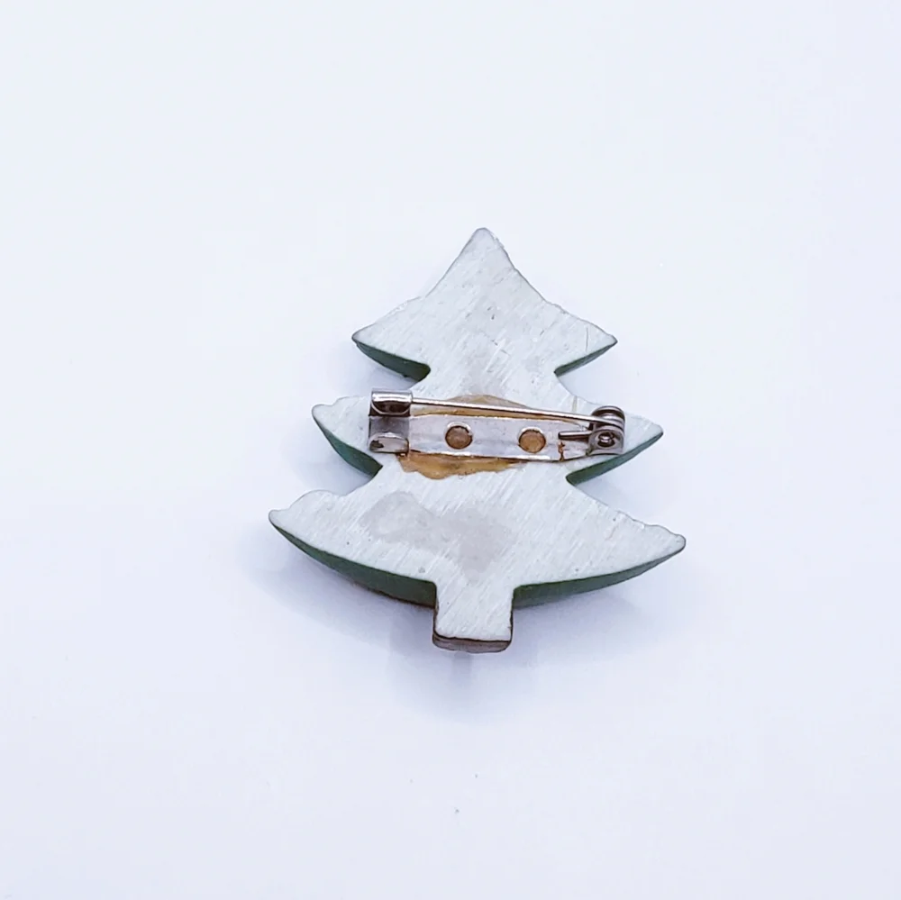 Festive Green Christmas Tree Brooch